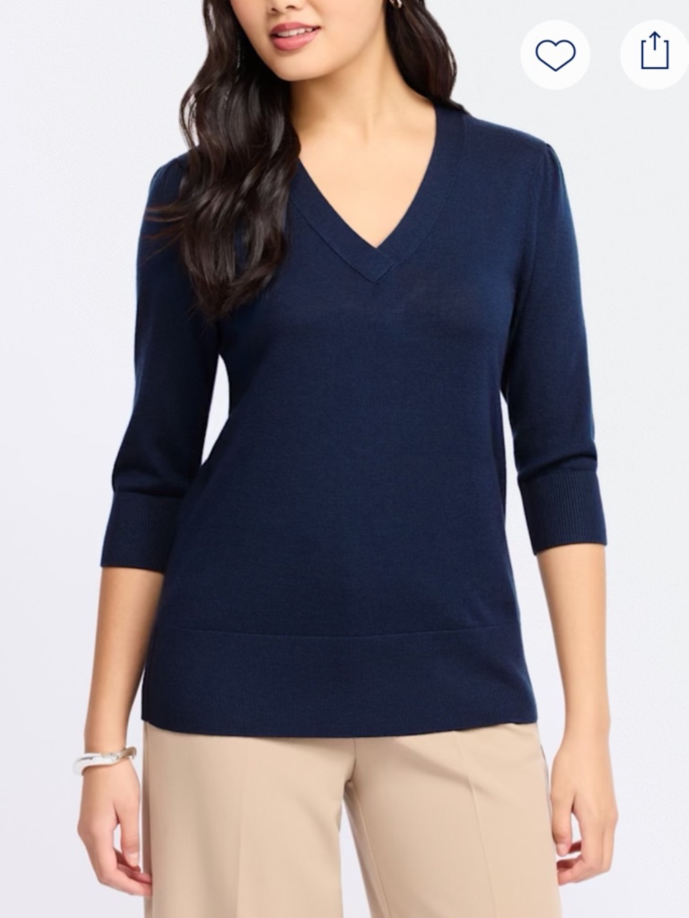 41 Hawthorn Navy V-Neck 3/4 Sleeve Sweater